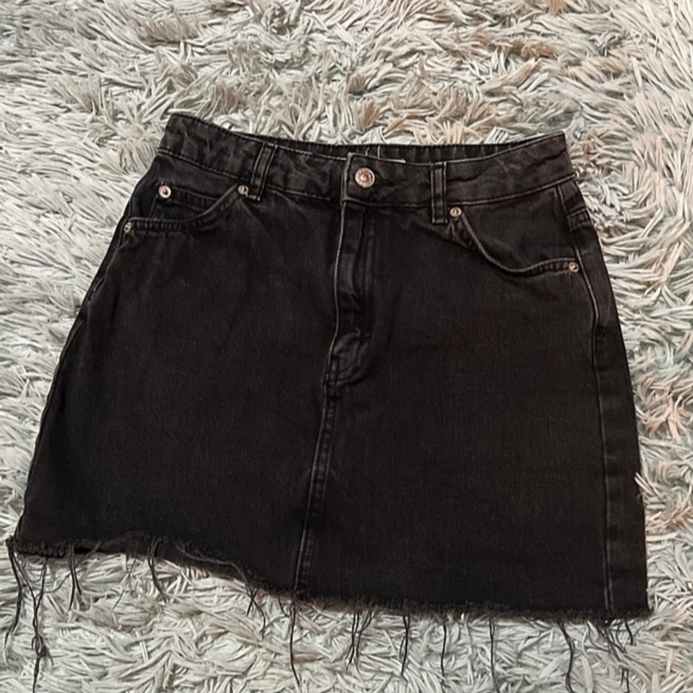 Topshop Moto Raw Hem Denim Skirt - Picture 3 of 7